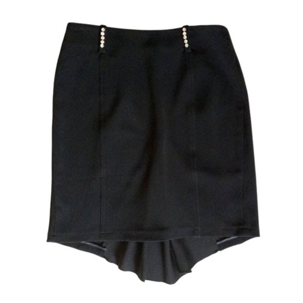NWT Cachè Luxe Rhinestone Embellished Fishtail Hem Asymmetrical Black Skirt Sz 4